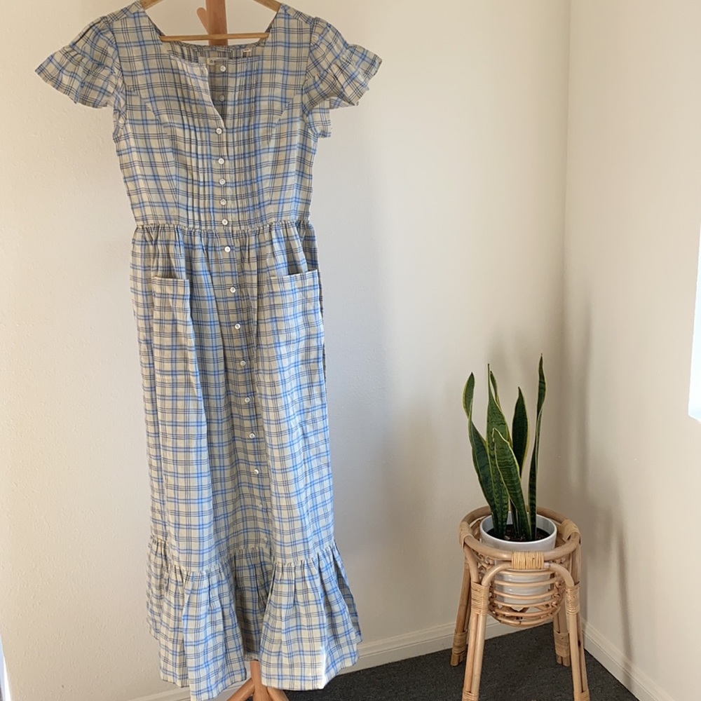 Doen - Marfa dress - blue Meadowlark plaid - size XS - BNWT - Picture 2 of 8